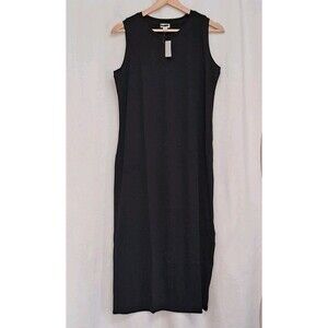J.Crew Knit Midi Dress Sleeveless Black Side Slit Jersey CK536 $69.50 Size S NWT